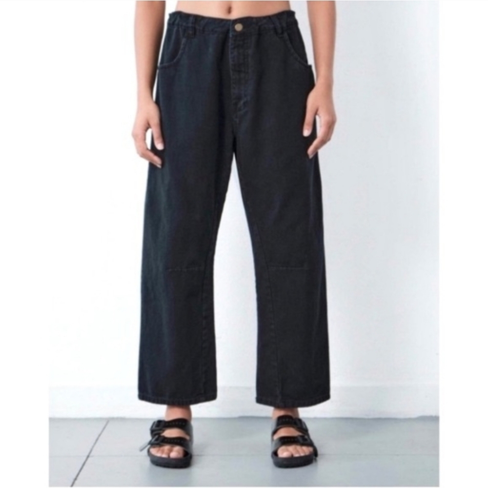 Roucha Cotton Bow Leg Oversized Drawstring Button Zip Pant - Size D (XL)